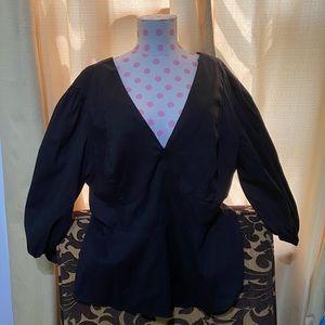 Black cotton v neck top
